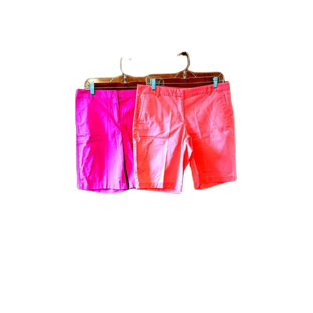 2 J Crew Bermuda Shorts City Fit Tangerine Barbiecore Pink Sz 8 Preppy Coquette